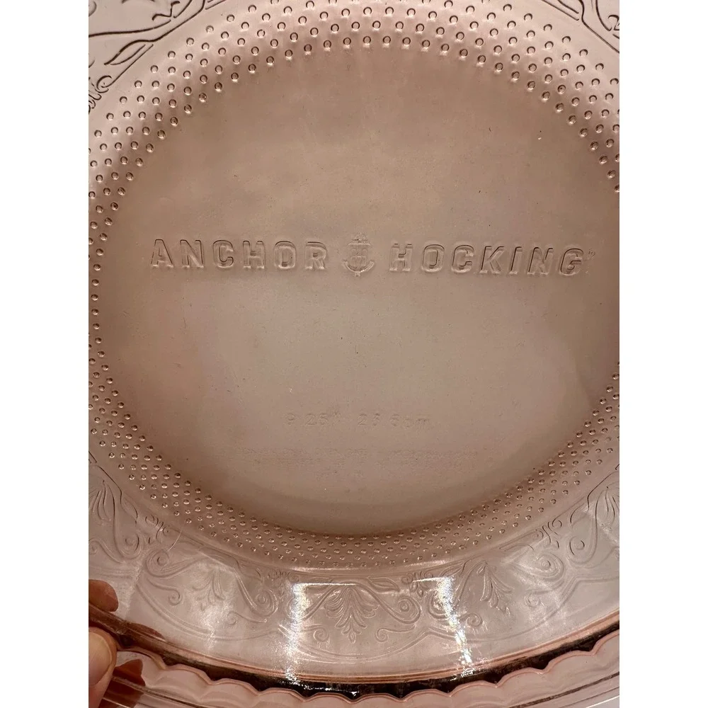 Anchor Hocking Pink Depression Glass Pie‎ Dish Coronation Pattern 9.25 Inch